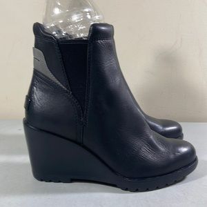 Sorel After Hours Chelsea Leather Waterproof Ankle Wedge Booties 7